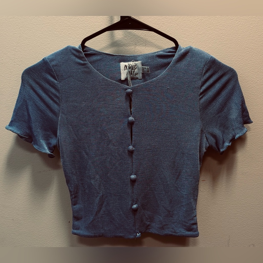 Princess Polly Womens Soft Marine Blue Top Blouse Button Down Size 4